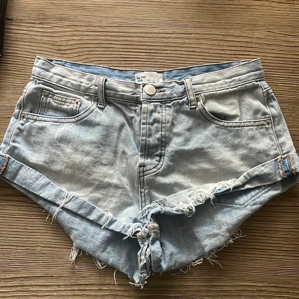 by the way. Light denim shorts
